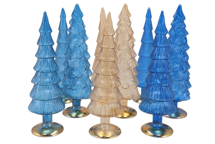 Twinkle Blue Glass Tree Metallic Ass 9x35cm