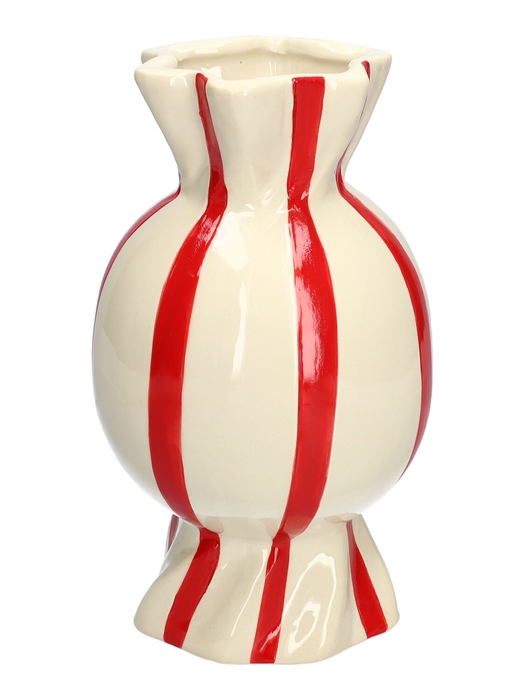 <h4>DF11-666582800 - Vase Candy1 d11/14xh24.7 red/white</h4>