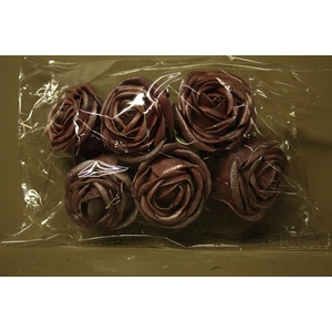 FOAM ROSE 5CM 6ST ON CLIP MAUVE