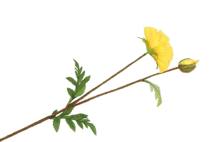 Silk Papaver Branch Yellow L64cm