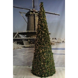 Kegel rond met Nobilis 250cm met verlichting besneeuwd