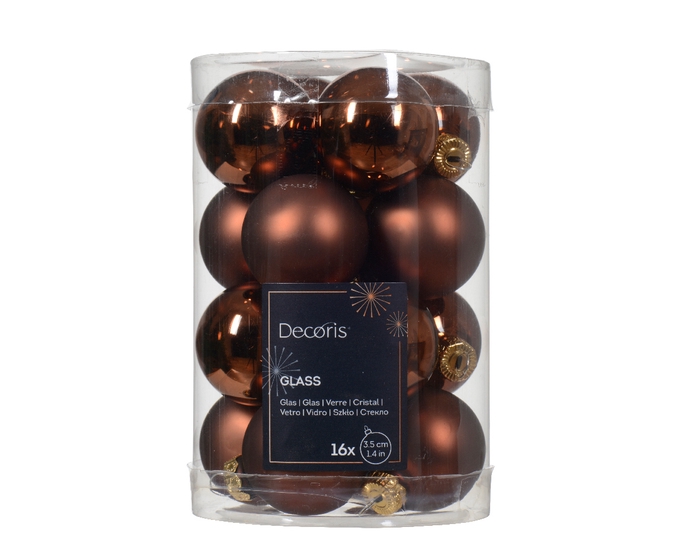 KERSTBAL GLAS MIX D3,5CM ESPRESSO 16PCS