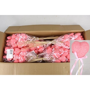 Stick Heart 7,5x7,5cm+bow Pink