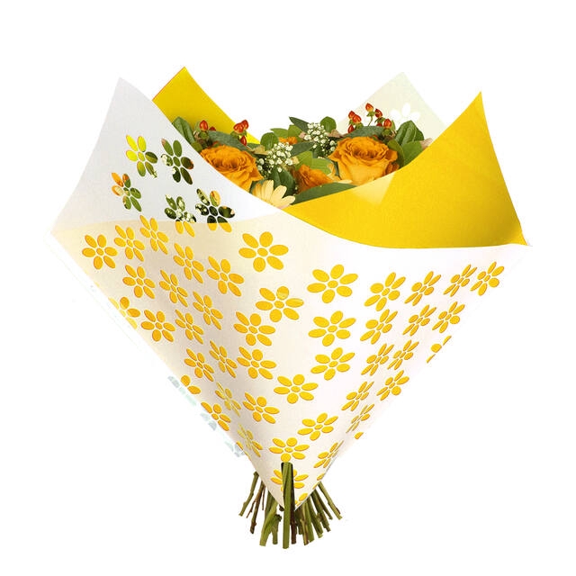 <h4>Sleeves 35x35cm OPP40 Oblique Clear Flower yellow</h4>