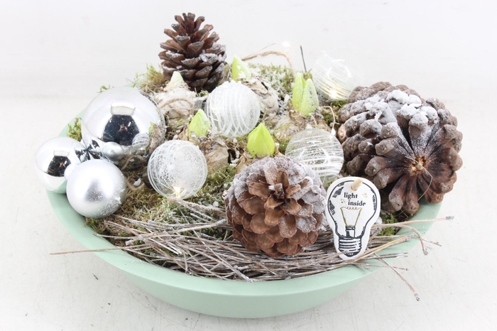 <h4>arr4 Hyacint PL - Zink schaal groen LED</h4>