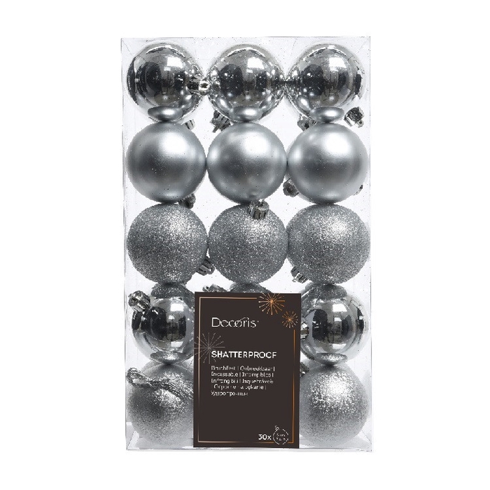 Christmas bauble Ball plastic  60mm x30 ass.