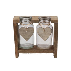 Love Wood Rack 2 Glass 9x9x8cm