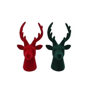X-mas Flock Red Green Deer Ass 13x13x23cm