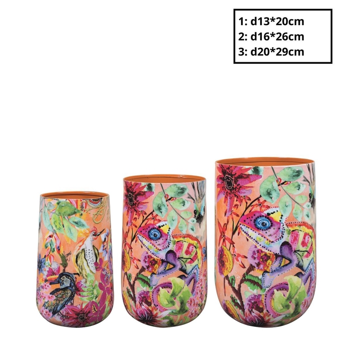 <h4>Metal Tropical vase S/3 d20*29cm</h4>