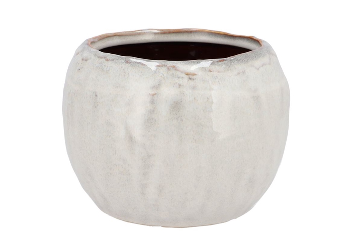 Iron Stone White Ball Pot 20x20x16cm Nm