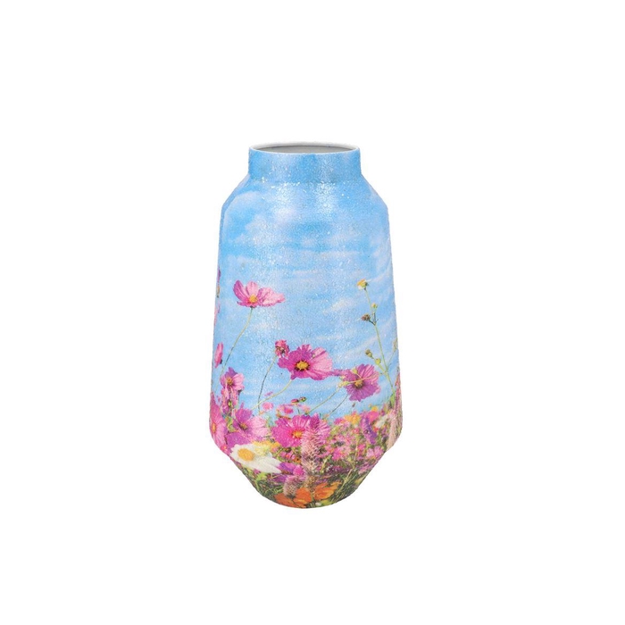 <h4>April Flower Blue Vase Iron 20x20x39cm</h4>