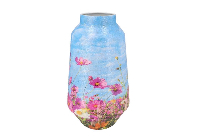 <h4>April Flower Blue Vase Iron 20x20x39cm</h4>