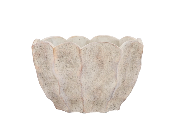 Alaska Wavy Sand Oval Pot 26x16x17cm