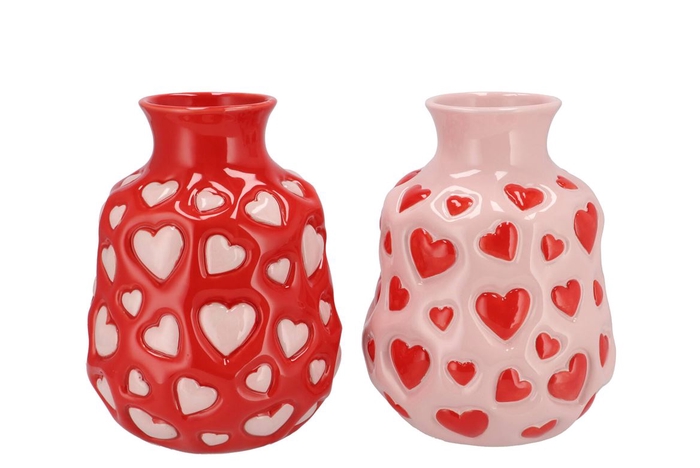 <h4>Heartbreaker Red/pink Mix Vase Ass 17x17x22cm</h4>