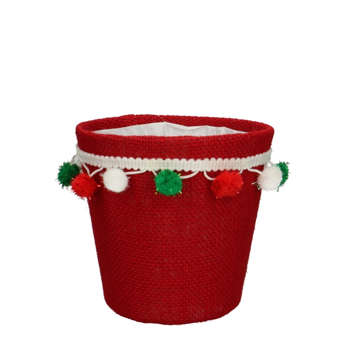 <h4>Kerst Potcover pompon d13.5*13cm</h4>