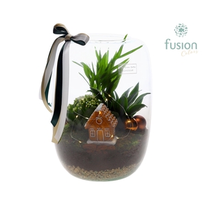 Green Bottle Isabella XLarge met Kerst Arrangement met LED