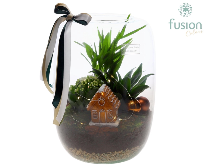 <h4>Green Bottle Isabella XLarge met Kerst Arrangement met LED</h4>
