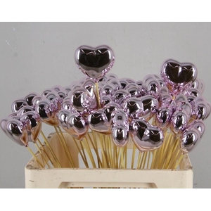 Stick Heart Metallic Pink 6cm