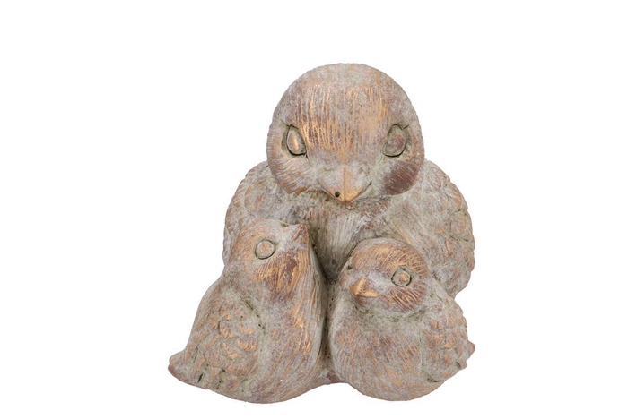 Concrete Gold Birds 14x18x15cm Nm