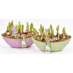 Kunstof kano groen/roze 24x10cm