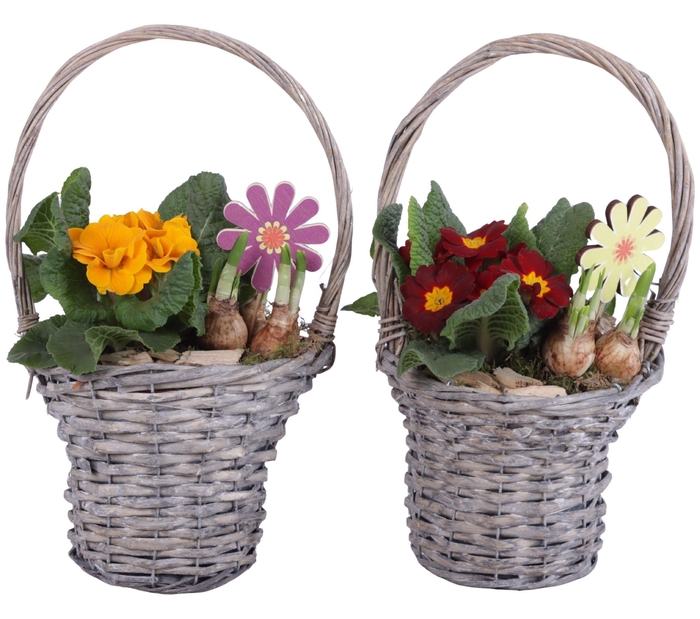 <h4>Early Spring Arr. Outdoor Willow Handle Basket Ø18cm 2PP</h4>