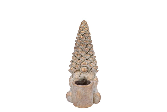 <h4>Concrete Golden Xmas Gnome T-light Ass 14x10x23cm</h4>