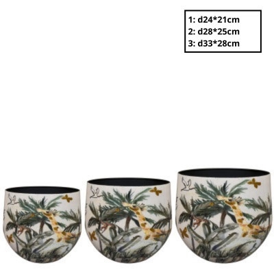 Metaal Safari pot S/3 d33*28cm