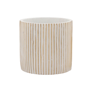 Stripes White Gold Cylinder Pot 17x16cm Nm