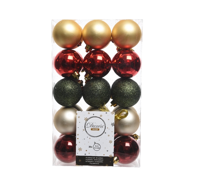 <h4>Christmas bauble Ball plastic  60mm x30 ass.</h4>