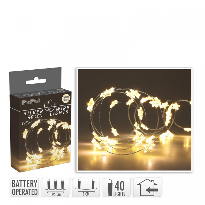<h4>LED draad ster 40L 195cm (ex.batt)</h4>