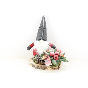 arr5 Kerst MB - Hout schijf gnome Red x1