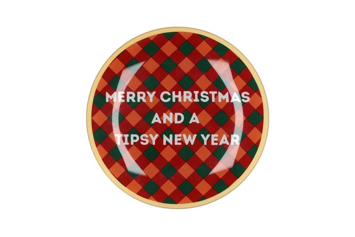 Plate Round Merry Christmas 18x18x2cm