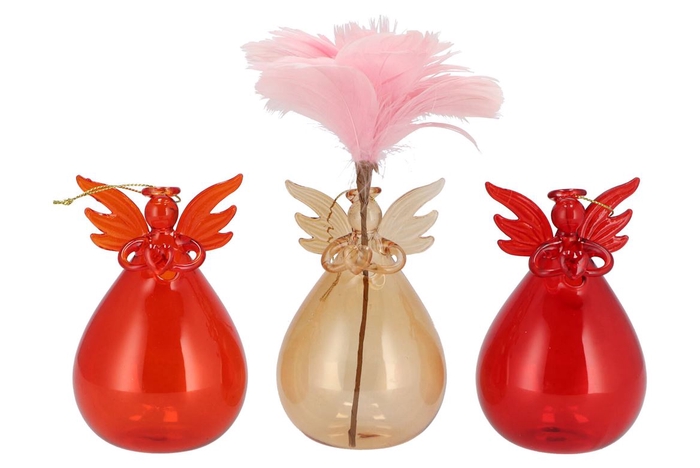 <h4>Sparkly Orange Angel Glass Vase 7x12cm</h4>