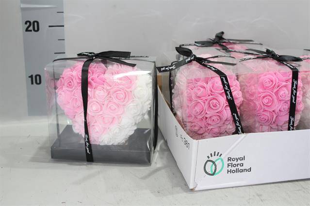 ARR HART ZIJDE ROOS PINK/WHITE 15 CM