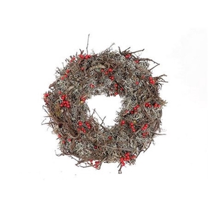 Deco Wreath Bonsai Moss Berry H10d40 X1