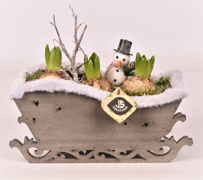 <h4>Hout arreslee met bontje 30x12cm</h4>