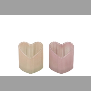 Amour Natural Mix T-light Heart Rib Ass 8x7x8cm
