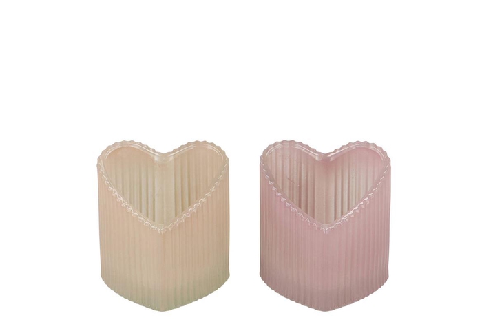 Amour Natural Mix T-light Heart Rib Ass 8x7x8cm