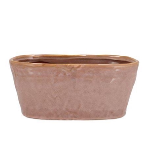 Iron Stone Old Pink Glazed Oval Pot 28x15x13cm Nm