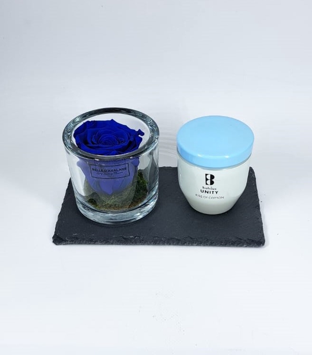 Geschenk met glas blauw