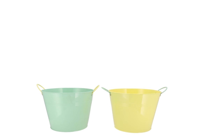 <h4>Zinc Basic Pastelgreen/yellow Ears Bucket 16x14cm</h4>