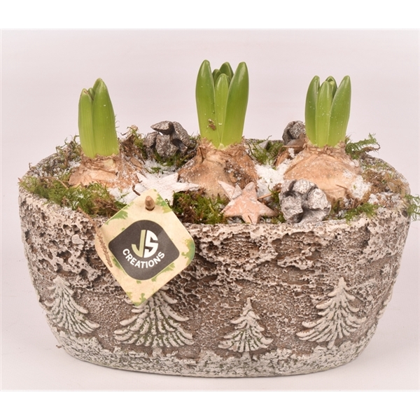 <h4>Cement ov. kerstboom decor 23x14cm</h4>