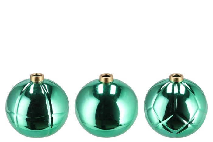 Christmasball Green Single Vase Ass 15x15x14cm