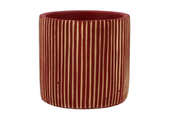 <h4>Stripes Red Gold Cylinder Pot 15x14cm Nm</h4>