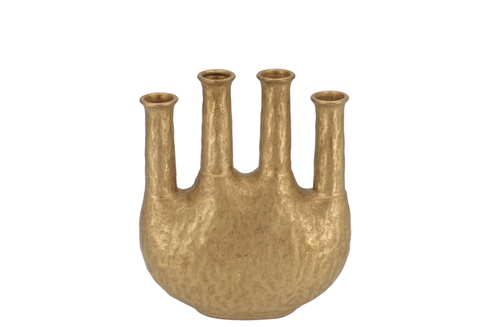 Inga Jahra Gold Vase Oval Tube 23x10x27cm