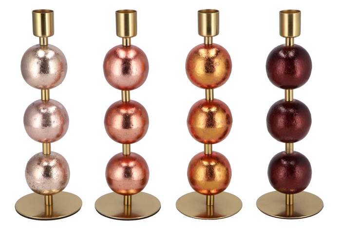 <h4>Cosmo Foiled Nude Mix Ball Candle Holder Ass 7x7x23cm Nm</h4>