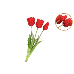 Silk Tulip Bouquet Red 26x47cm