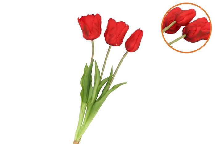 <h4>Silk Tulip Bouquet Red 26x47cm</h4>