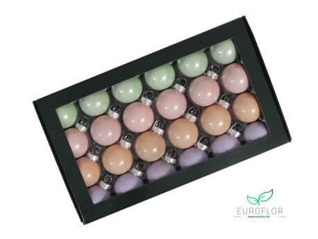 KERSTBAL GLASS 40MM 48PCS PASTEL OPAL