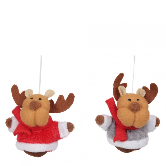 <h4>Kerst Hanger rendier 8cm ass.</h4>